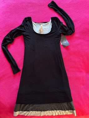 Bailey 44 Black Long-Sleeve Bodycon Dress with Contrast Hem